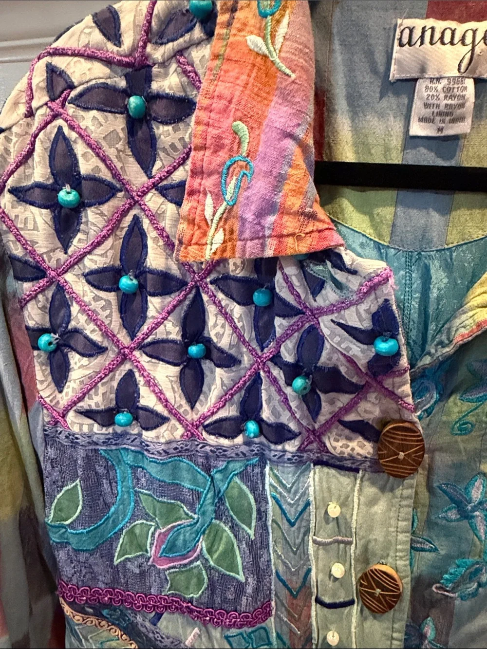 Anage Multicolor Embroidered Patchwork Jacket size medium - Picture 4 of 6